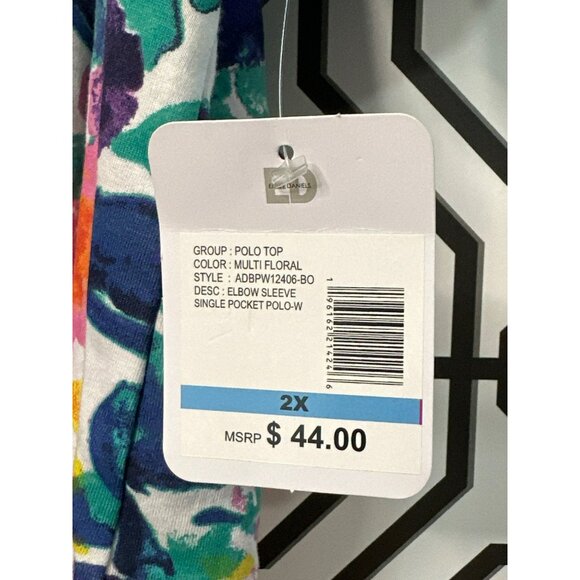 NWT Emily Daniels Elbow Sleeve Tab Roll Sleeve Multicolor Henley Size 2X Plus - Picture 6 of 8